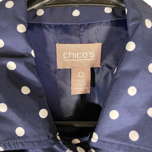 Chicos Women’s Size 0 Small Navy Blue Polka Dot Buttoned Jacket Blazer Outdoor - Picture 3 of 8